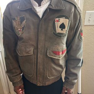 Men's Vintage Phase 2 Brown WWll -Flying Tigers leather aviator jacket